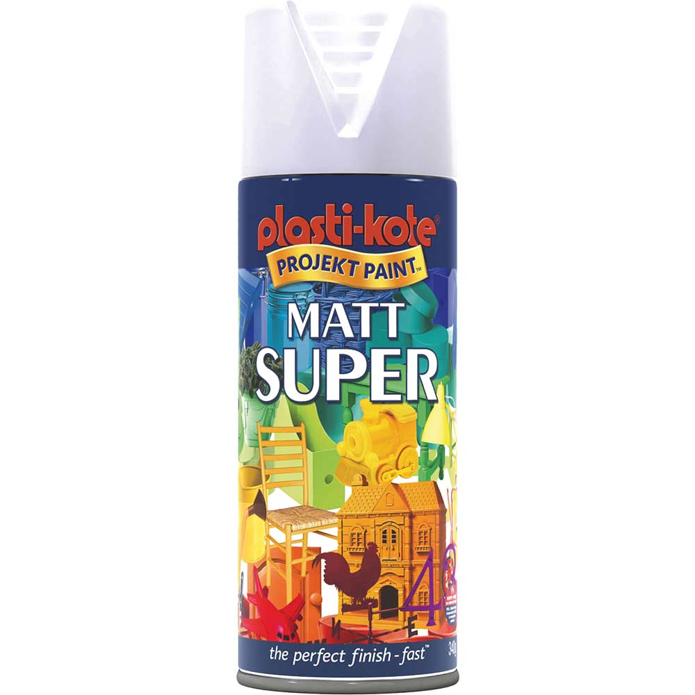 Plastikote Super Enamel Paint Matt White Aerosol 400ml