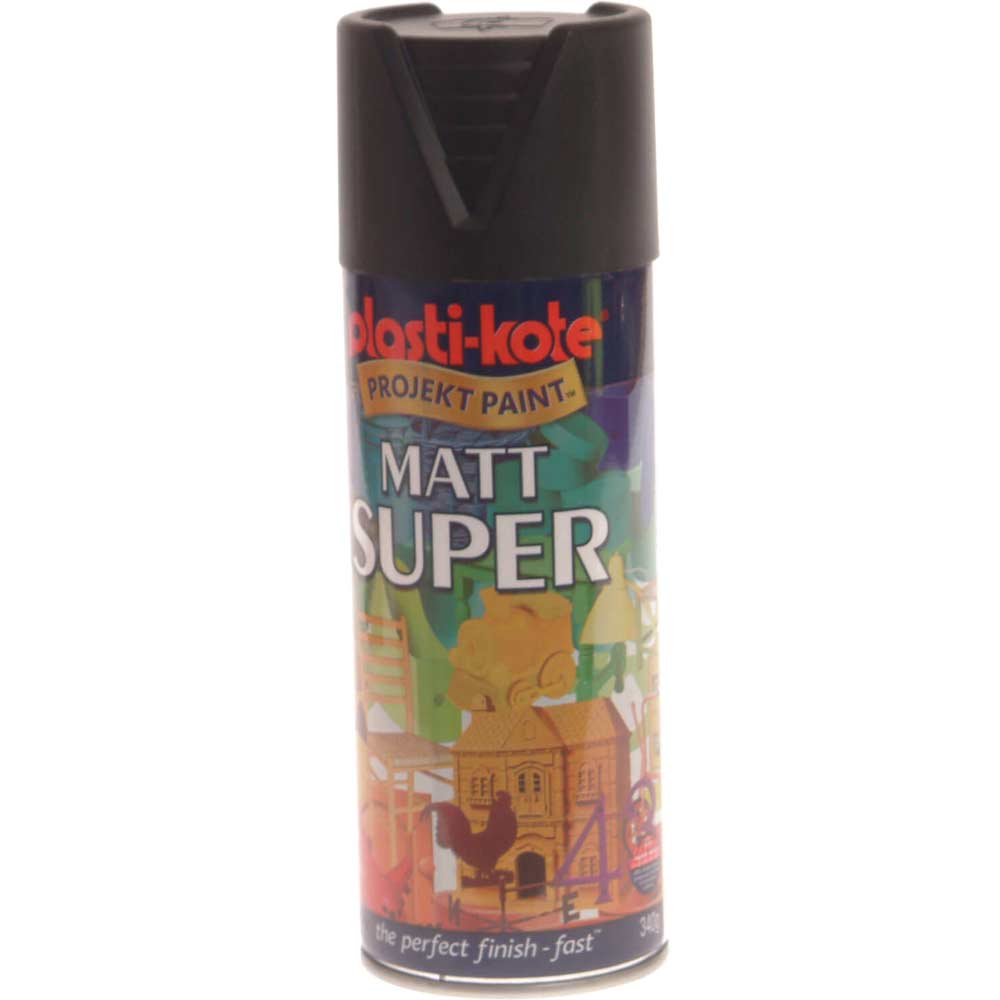 Plastikote Super Enamel Paint Matt Black Aerosol 400ml
