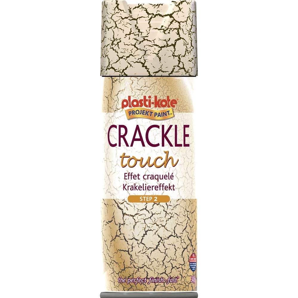 Plastikote Crackle Touch Antique Look Top Coat Aerosol Spray Paint Colony Cream 400ml