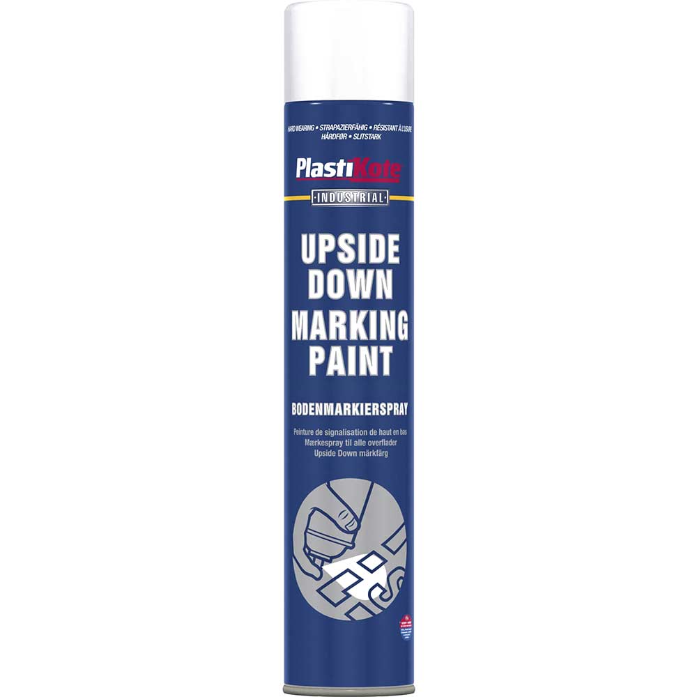Plastikote 6001 Upside Down Mark Paint White Aerosol 750ml