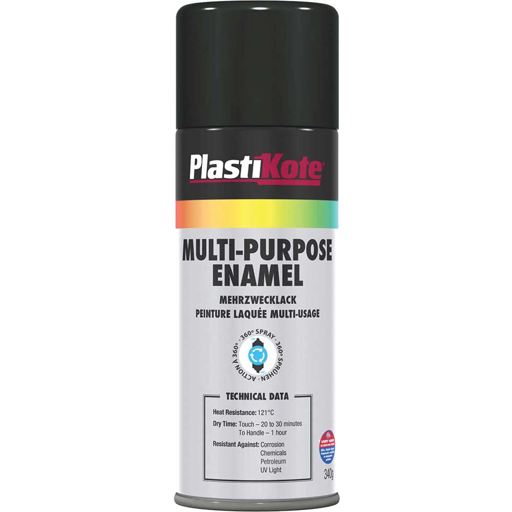 Image of Plastikote Multi Purpose Aerosol Enamel Spray Paint Gloss Black 400ml