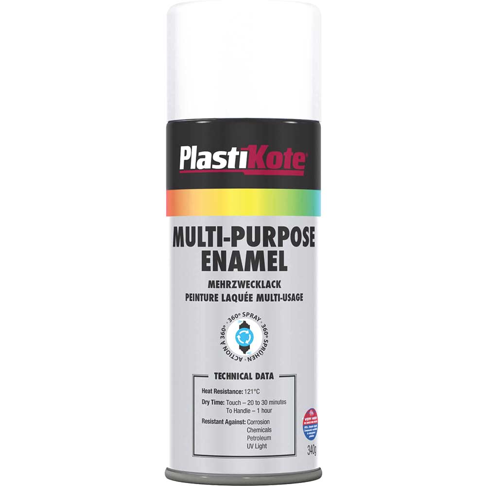 Plastikote Multi Purpose Aerosol Enamel Spray Paint Matt White 400ml