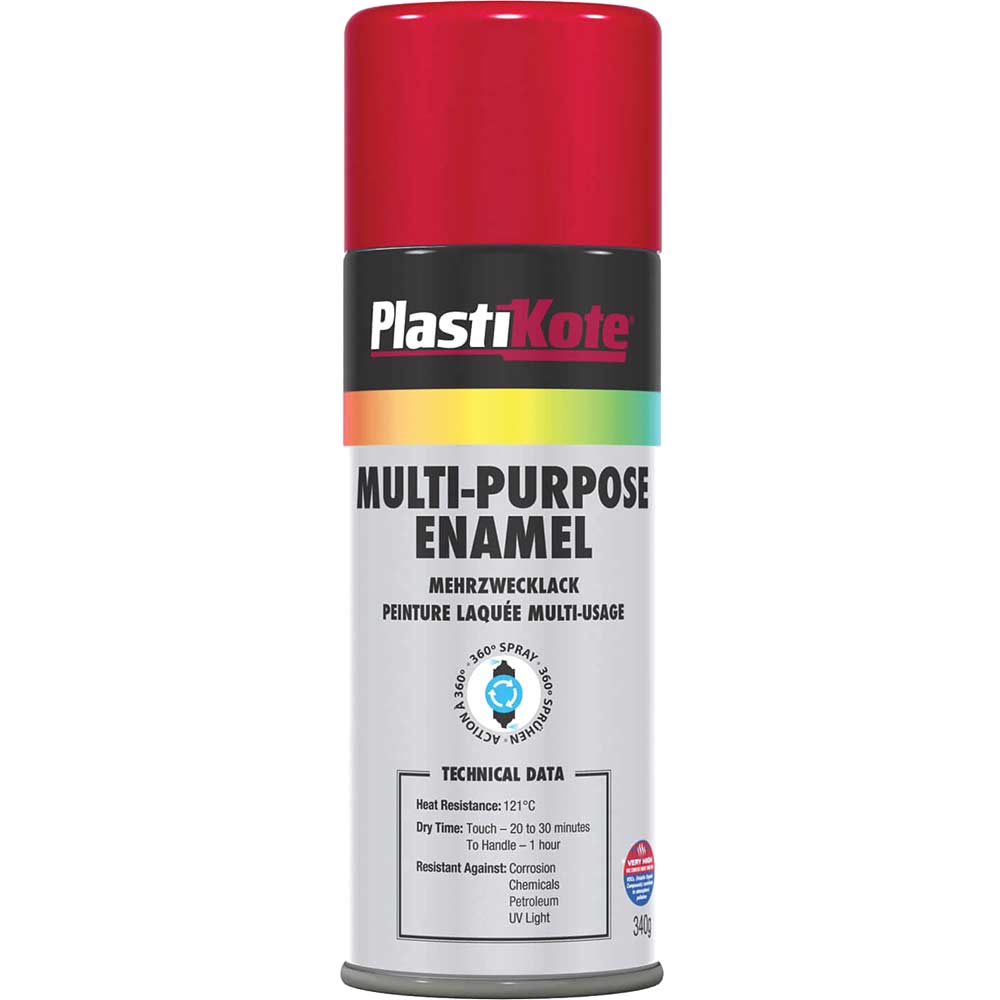 Image of Plastikote Multi Purpose Aerosol Enamel Spray Paint Gloss Red 400ml