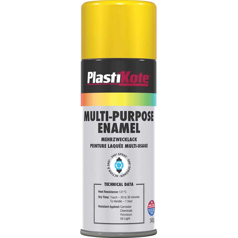 Plastikote Multi Purpose Aerosol Enamel Spray Paint Gloss Yellow 400ml