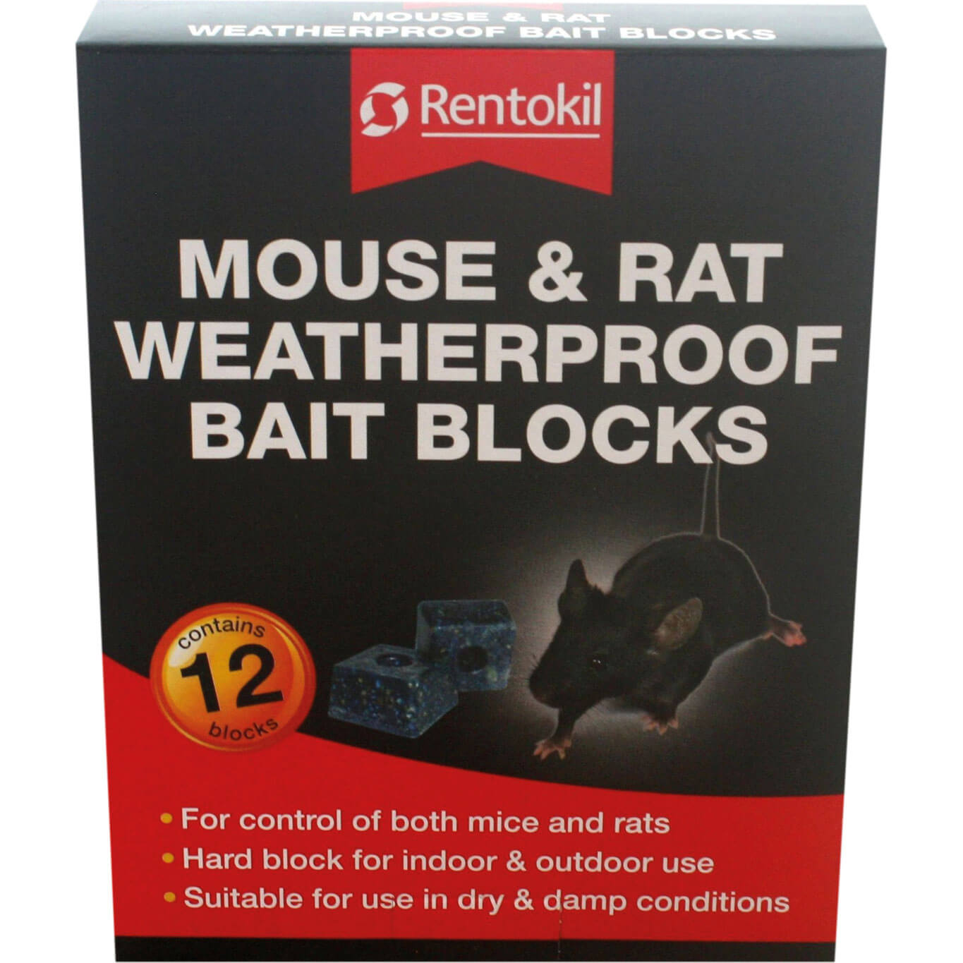 Rentokil Mouse & Rat Weatherproof Bait Blocks Pack of 12