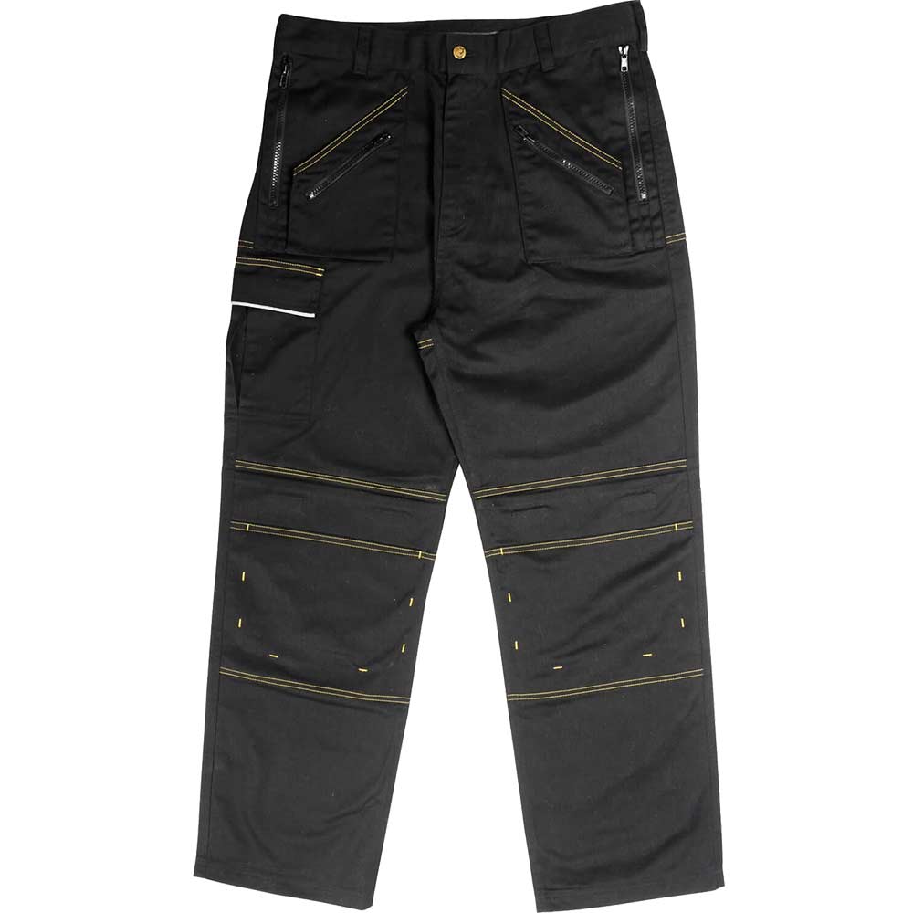 Roughneck Mens Multi Zip Work Trousers Black 32" Waist 29" Leg