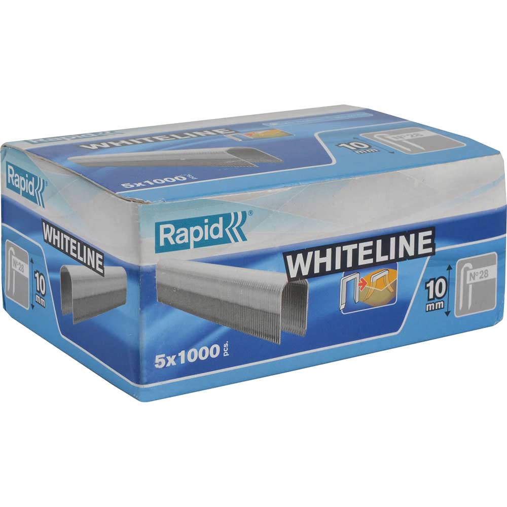 Rapid 28/10 DP x 5M White Staples Pack of 5 x 1000