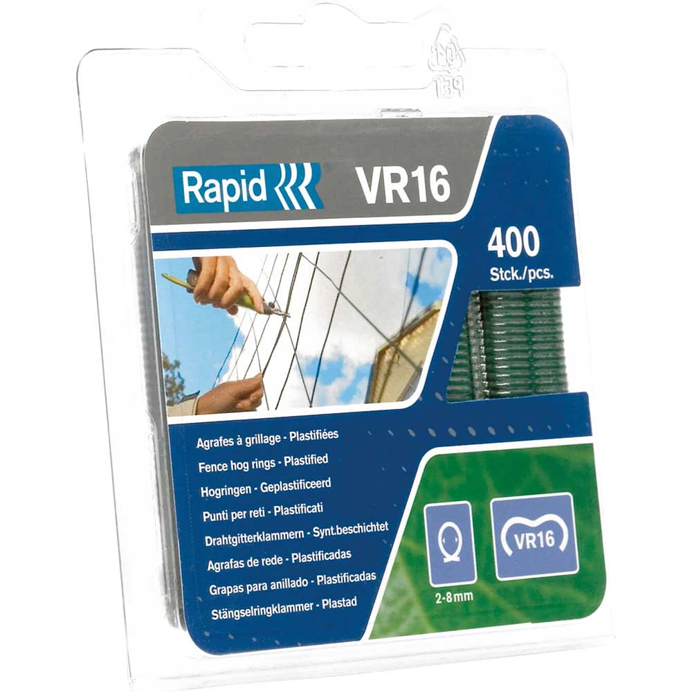 Image of Rapid Vr16 Fence Hog Rings Pack of 400 Green