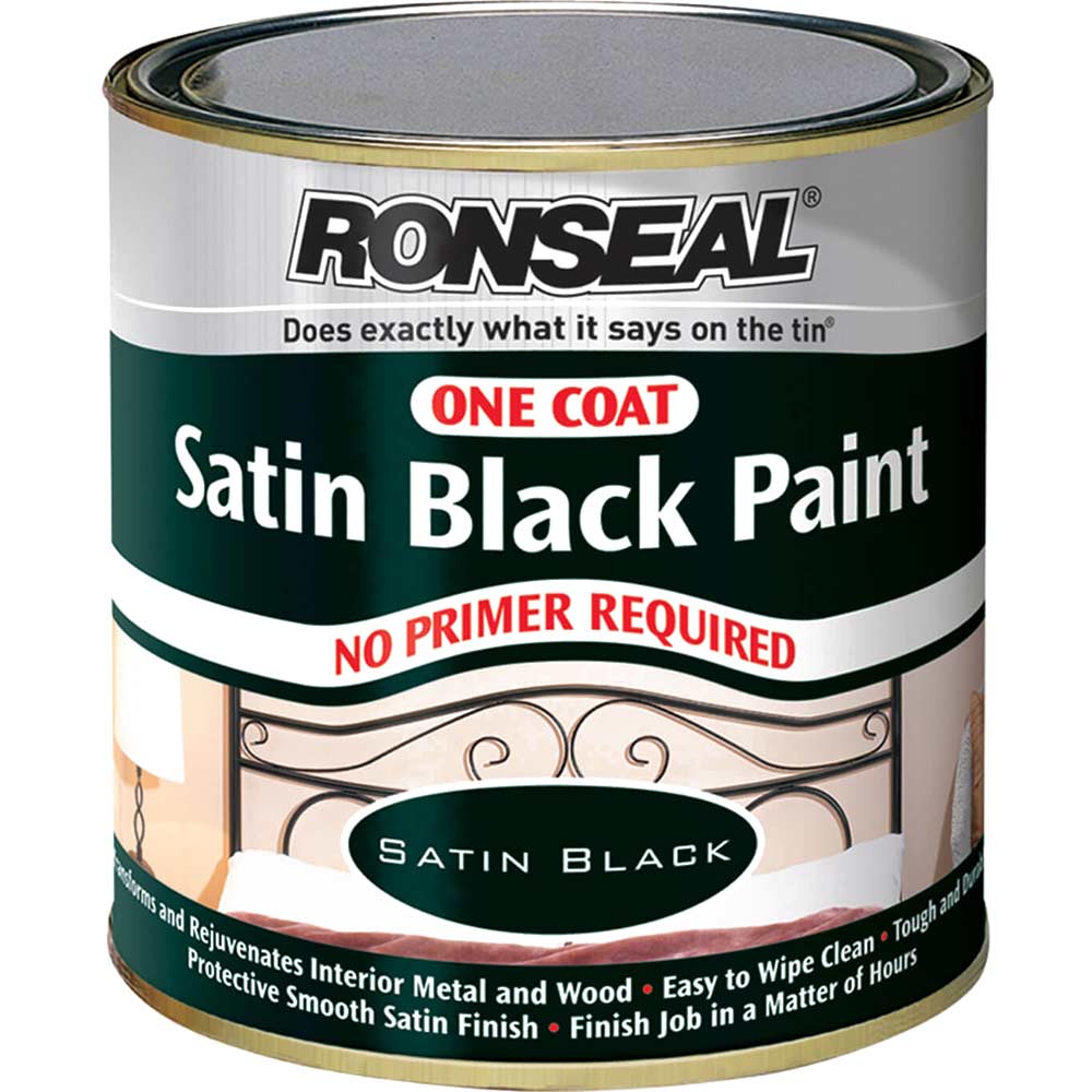 Ronseal One Coat Paint Satin Black 250ml