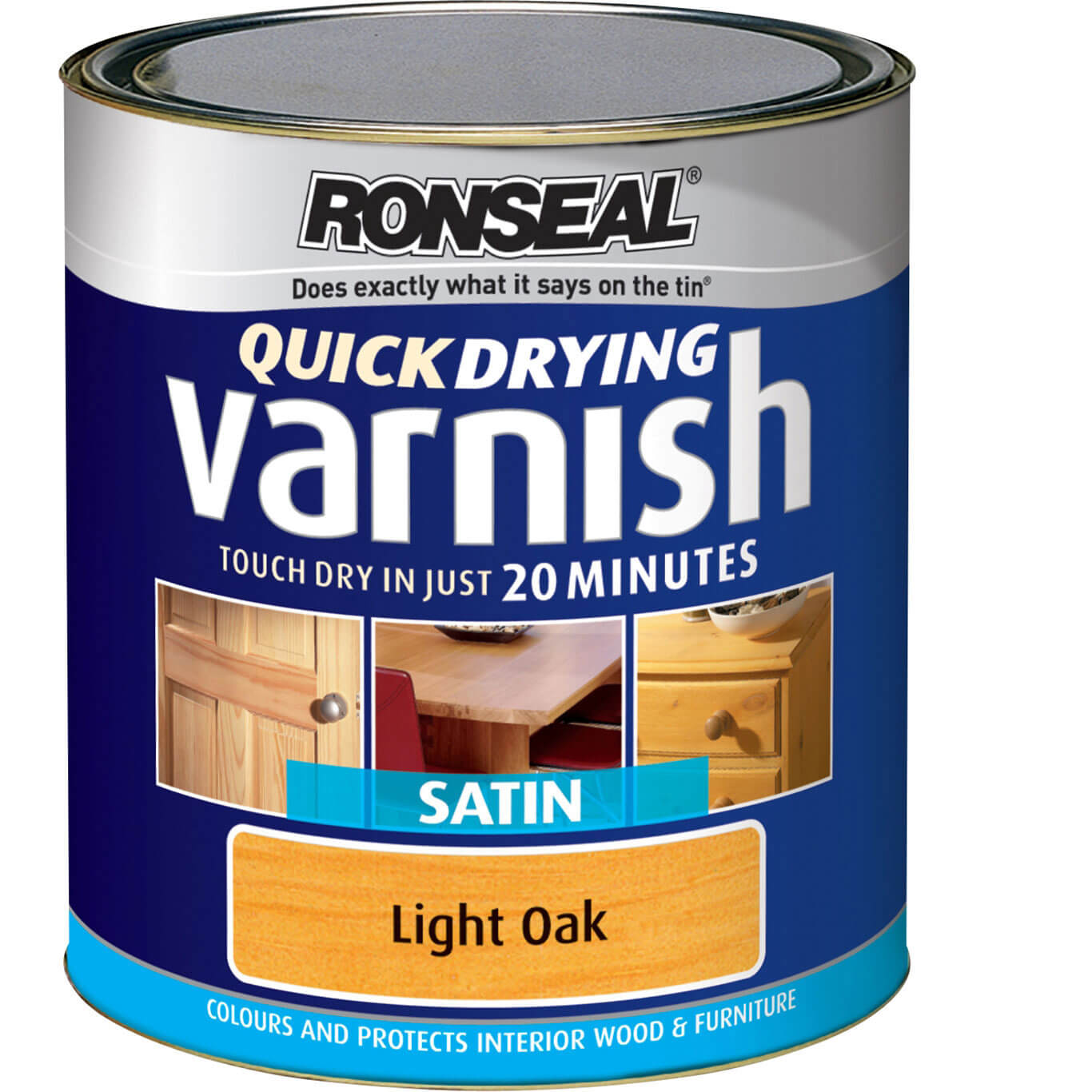 Ronseal Quick Dry Varnish Coloured Satin Medium Oak 250ml