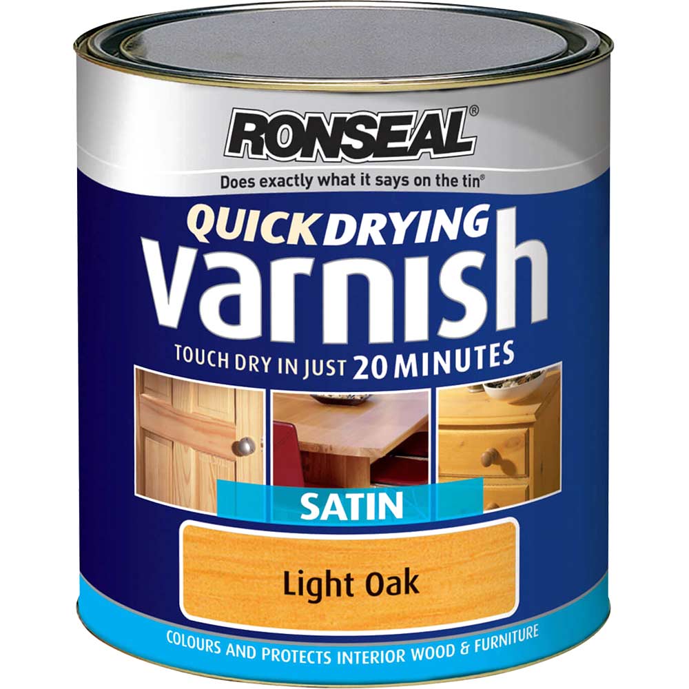 Ronseal Quick Dry Varnish Coloured Satin Medium Oak 250ml