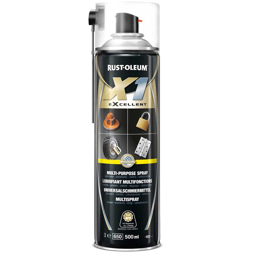 Image of Rust Oleum X1 eXcellent Multi Purpose Metal & Plastic Lubrication Aerosol Spray 500ml