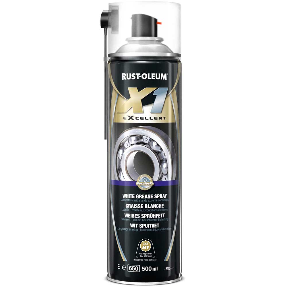 Image of Rust Oleum X1 eXcellent White Grease Lubricating Aerosol Spray 500ml