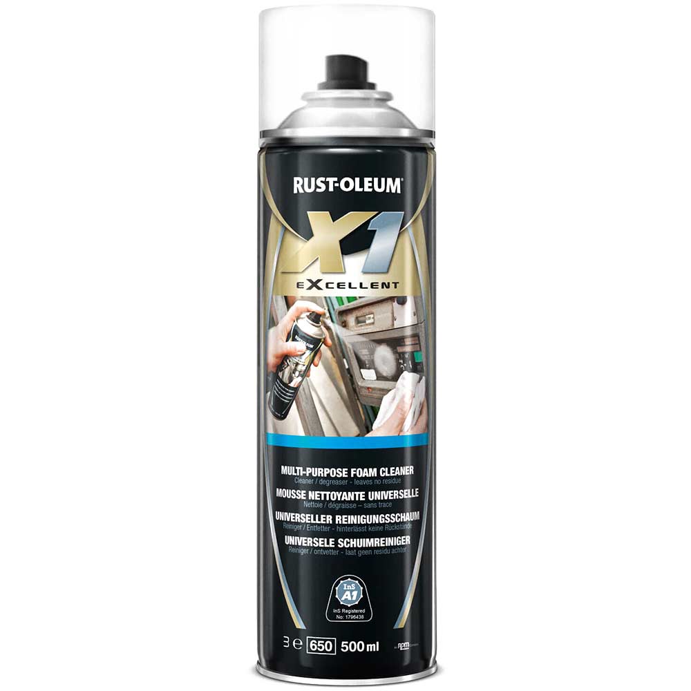 Image of Rust Oleum X1 eXcellent Multi Purpose Foam Cleaner & Degreaser Aerosol Spray 500ml