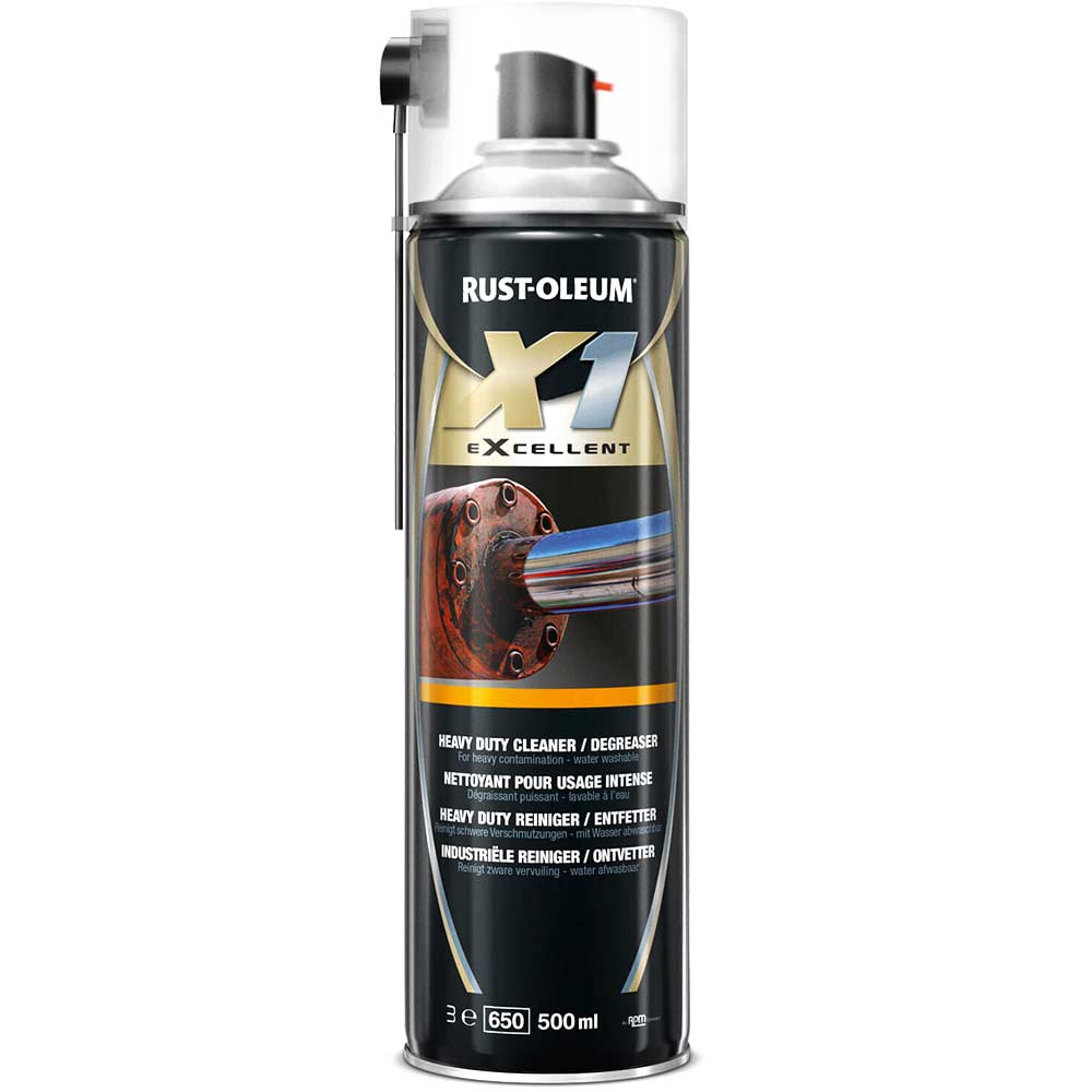 Image of Rust Oleum X1 eXcellent Heavy Duty Cleaner & Degreaser Aerosol Spray 500ml