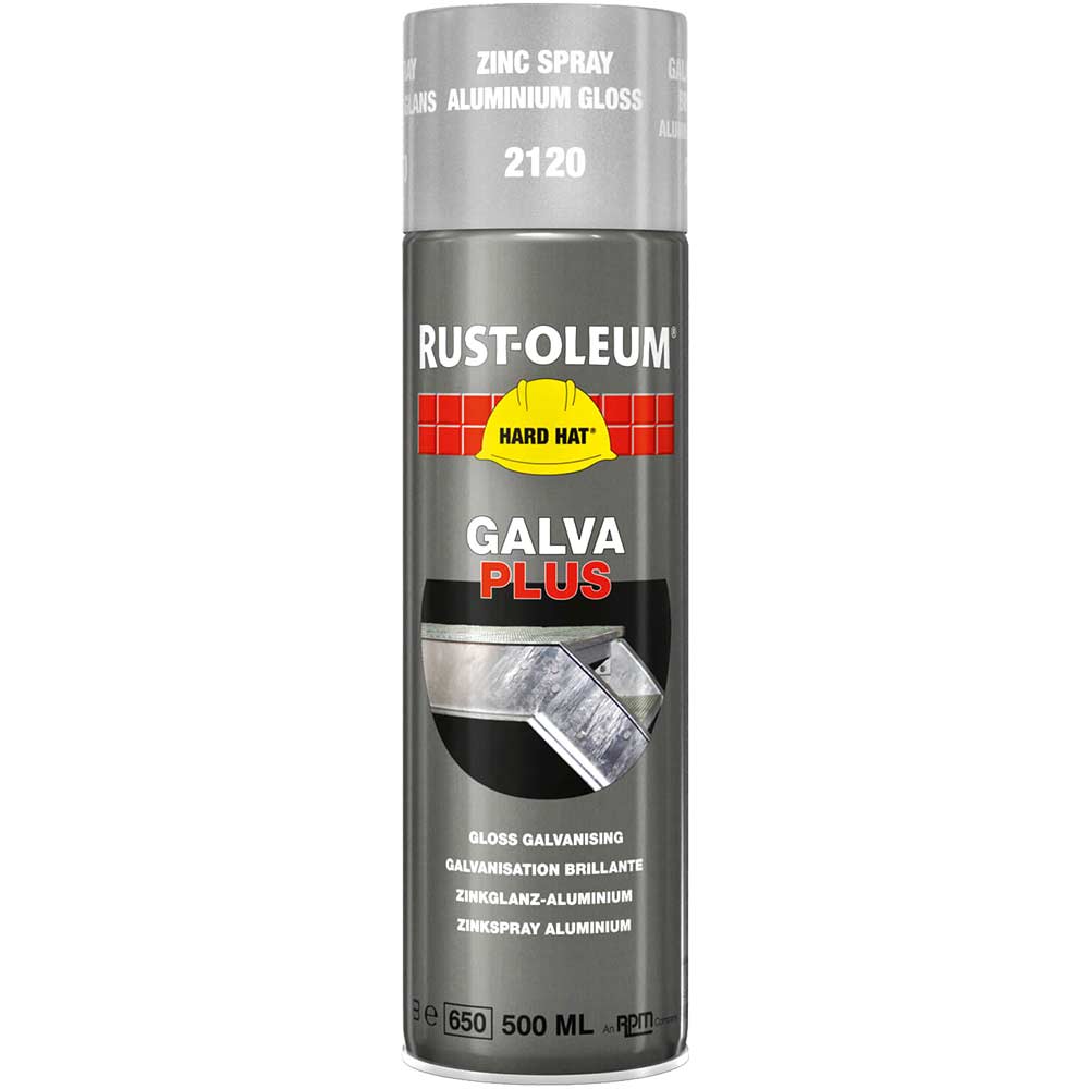 Rust Oleum 2120 Hard Hat Galva Plus Silver Aerosol Metal Spray Paint 500ml