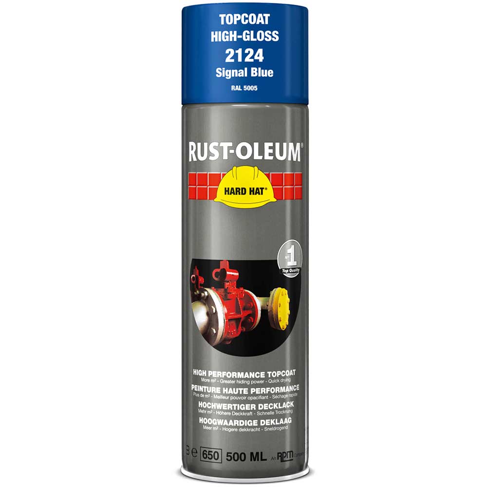 Image of Rust Oleum 2124 Hard Hat Signal Blue Aerosol Metal Spray Paint 500ml