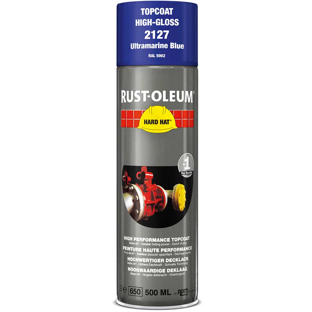 Image of Rust Oleum 2127 Hard Hat Ultramarine Blue Aerosol Metal Spray Paint 500ml