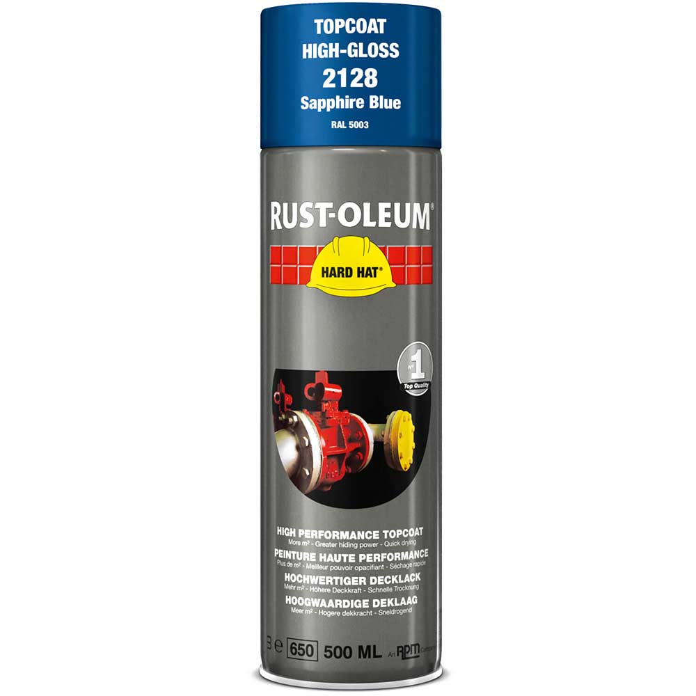 Image of Rust Oleum 2128 Hard Hat Sapphire Blue Aerosol Metal Spray Paint 500ml