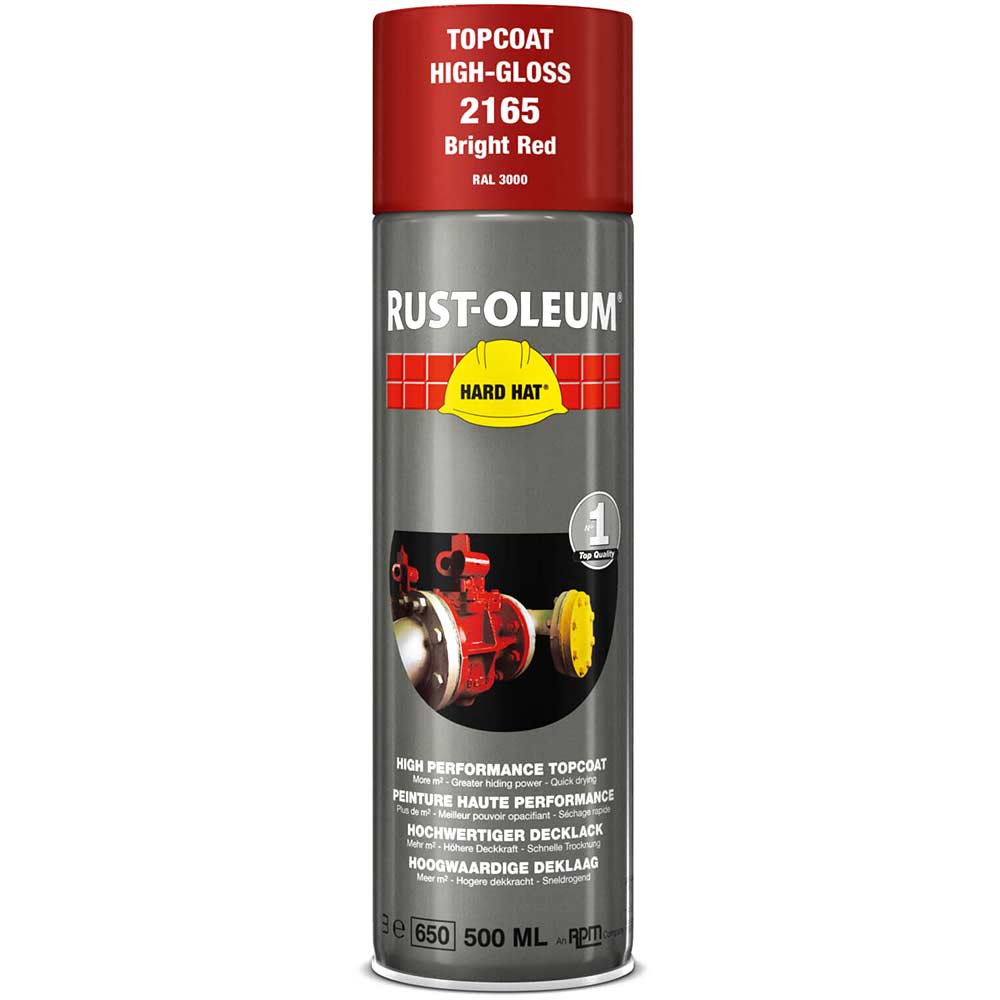 Rust Oleum 2165 Hard Hat Bright Red Aerosol Metal Spray Paint 500ml