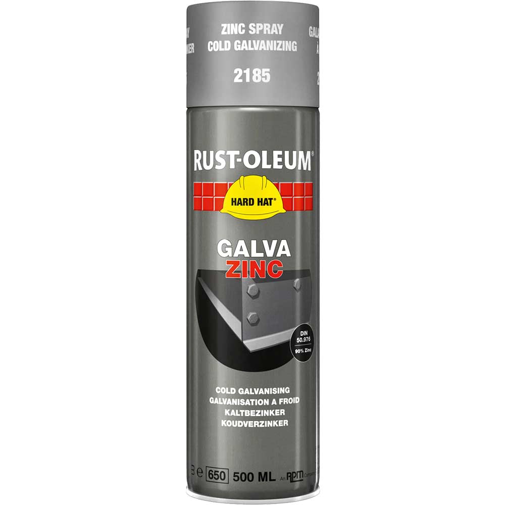 Rust Oleum 2185 Hard Hat Cold Galvanising Zinc Aerosol Metal Spray Paint 500ml