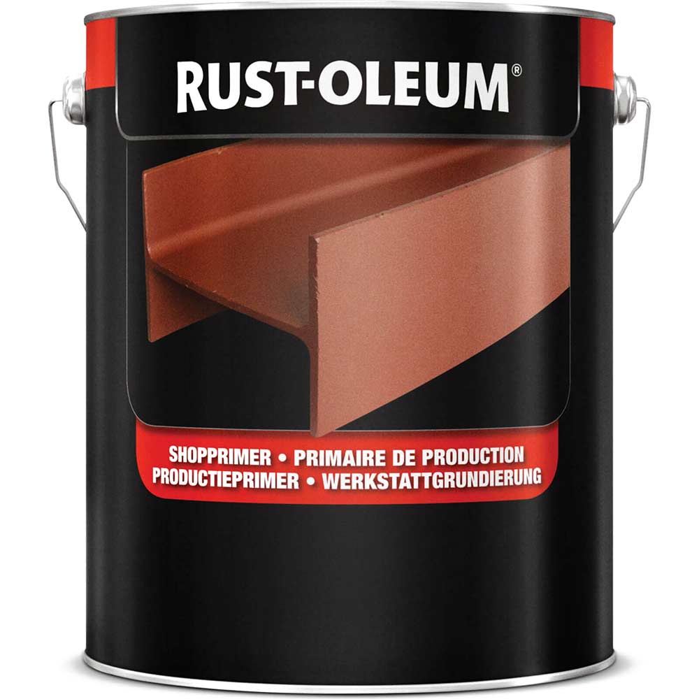 Image of Rust Oleum 6469 Red / Brown Flat Shop Metal Primer Paint 5 Litre