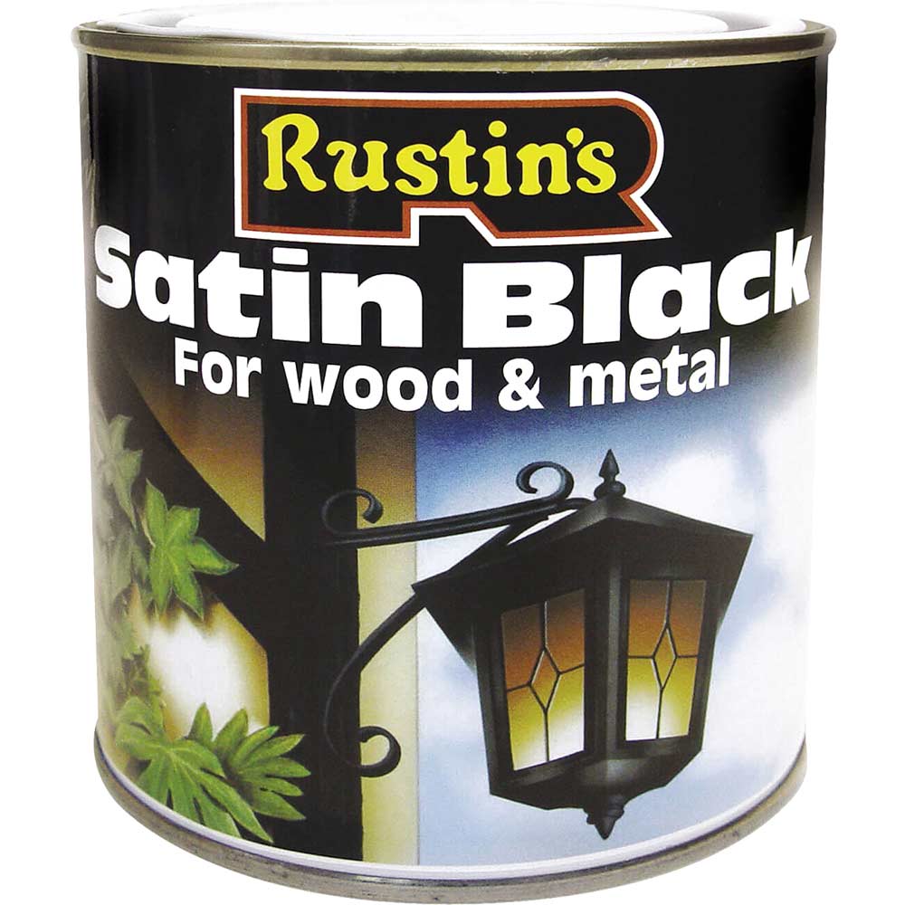 Image of Rustins Satin Paint Black 1 Litre