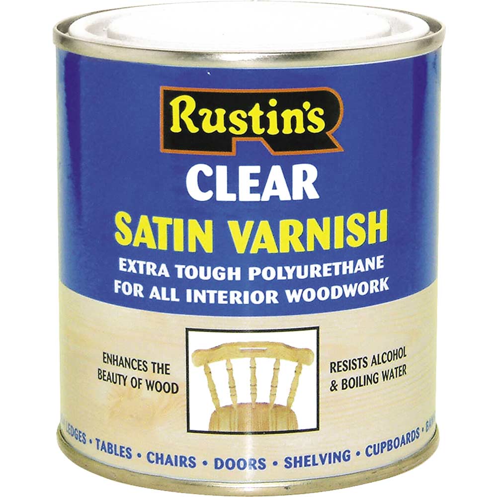 Image of Rustins Polyurethane Varnish Satin Clear 1 Litre