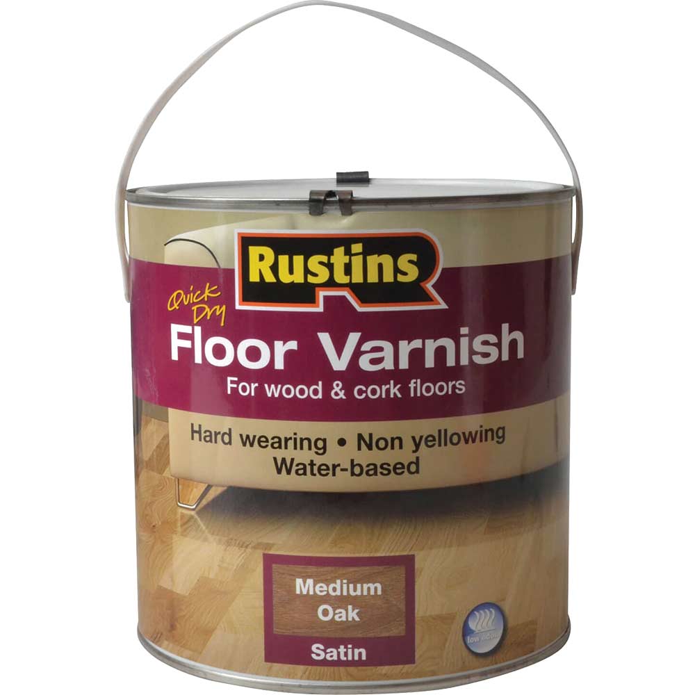 Rustins Quick Dry Coloured Floor Varnish Medium Oak 2.5 Litre