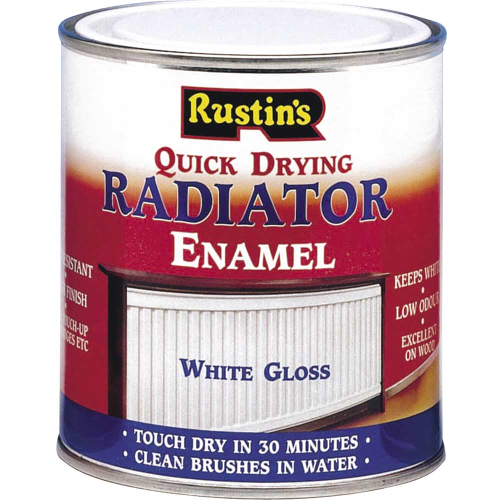 Image of Rustins Quick Dry Radiator Enamel Paint Gloss White 250ml