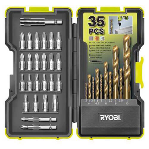 Ryobi 35 Piece Drill & Screwdriver Bit Set in Stackable Case