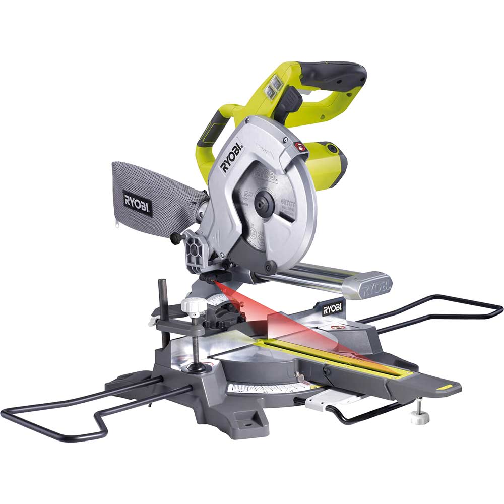 Image of Ryobi EMS216L Compact Sliding Mitre Saw with Laser 216mm / 8.5&quot; Blade 1200w 240v