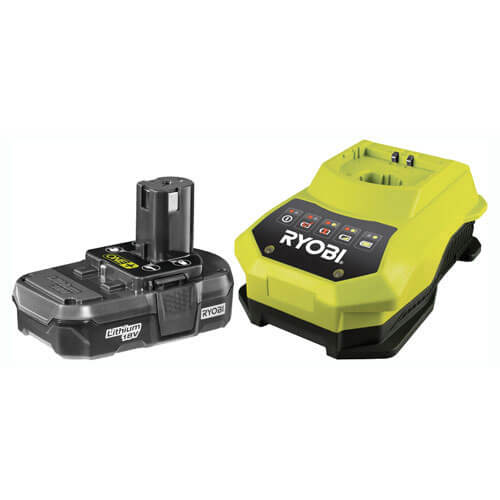 Ryobi RBC18L13 18v Cordless Lithium Ion Slim Battery 1.3ah with Super Charger for ONE+ Compatible To