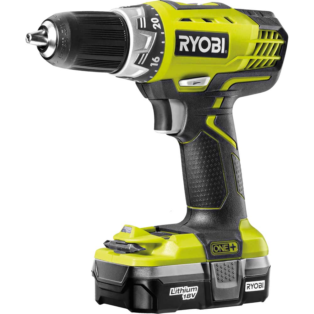 Image of Ryobi RCD18021L ONE+ 18v Cordless Compact Drill Driver with 1 Lithium Ion Battery 1.3ah