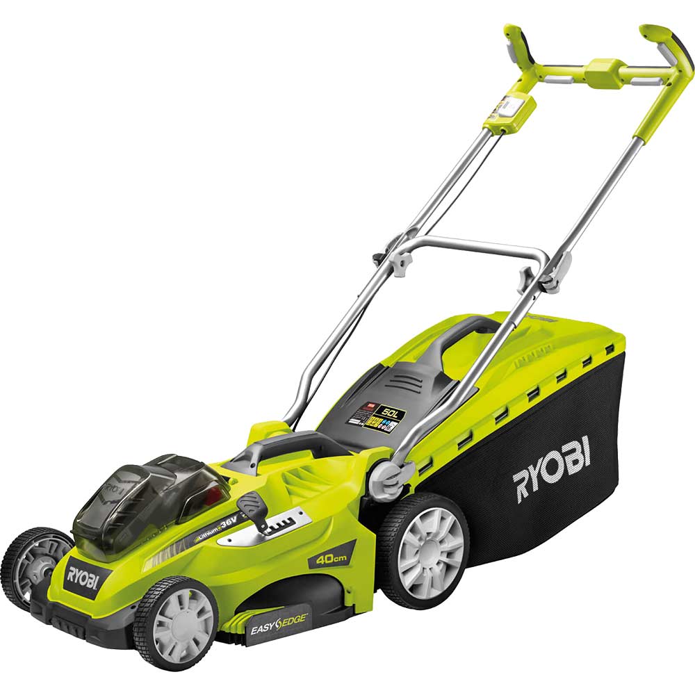 Image of Ryobi RLM18X40H240 ONE+ 36v Cordless Fusion Rotary Lawnmower 400mm Cut Width with 2 18v Lithium Ion Batteries 4.0ah (Use 2 x 18v Batteries)