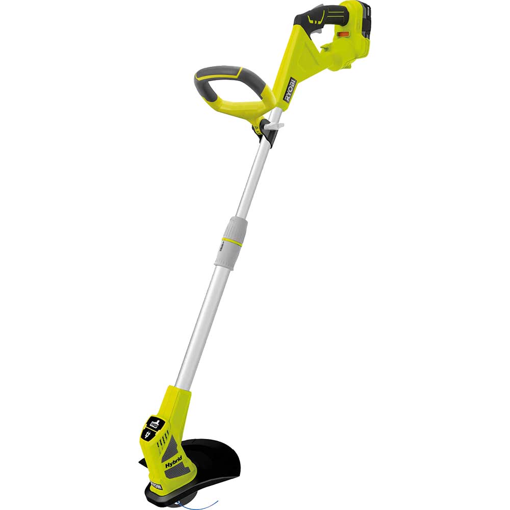 Image of Ryobi RLT1830H13 ONE+ 18v & 240v Hybrid Grass Trimmer 250 - 300mm Cut Width with 1 Lithium Ion Battery 1.3ah
