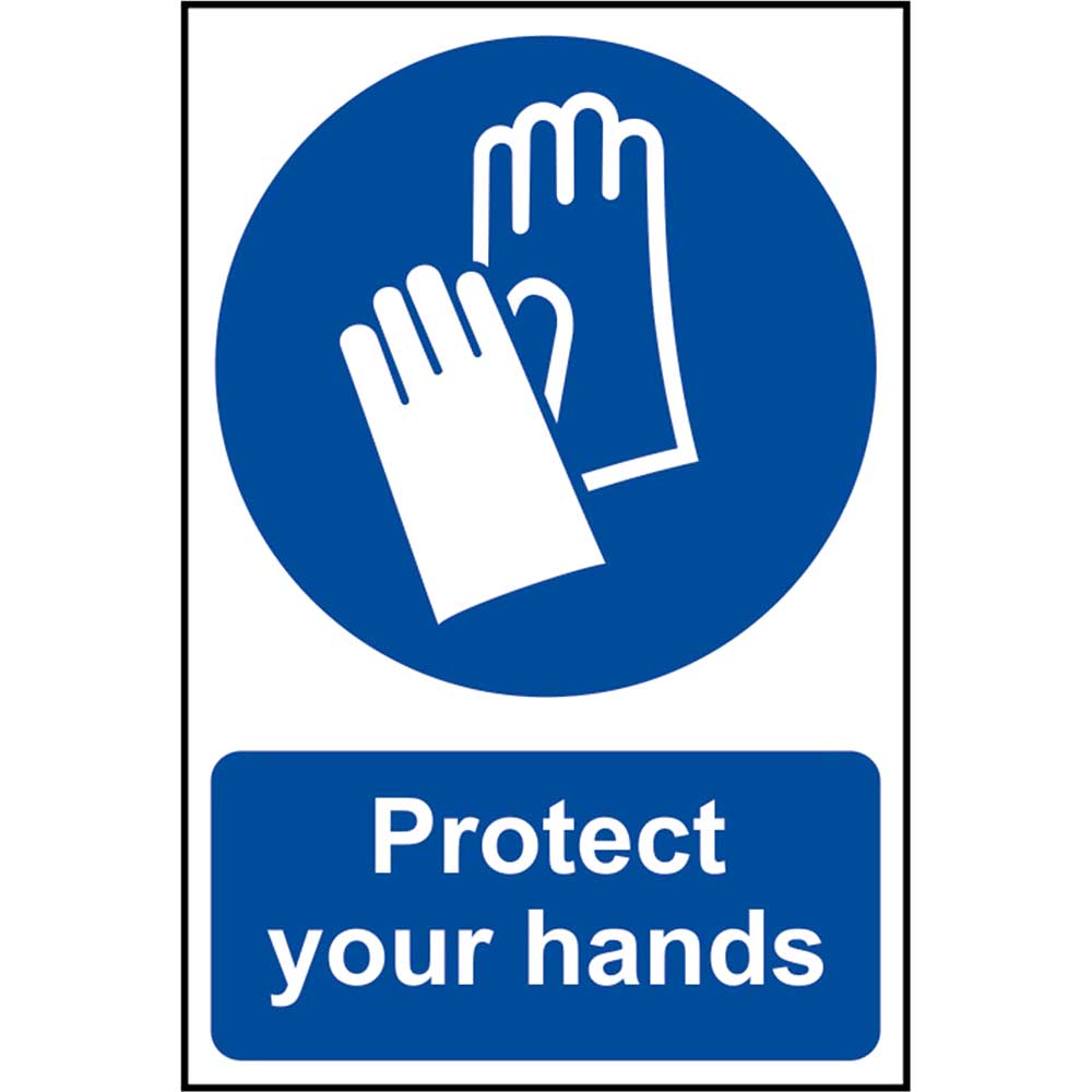 Scan 200 x 300mm PVC Sign - Protect Your Hands