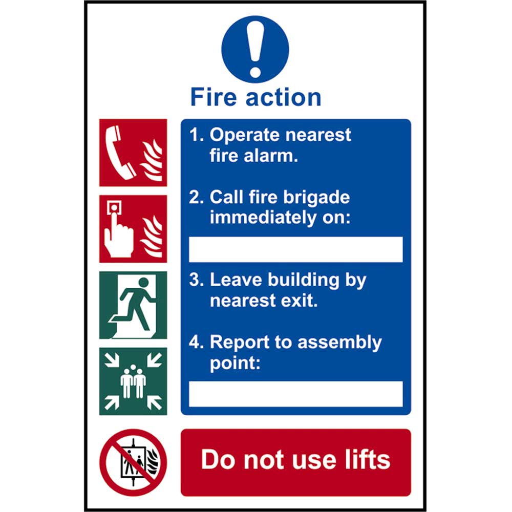 Scan 200 x 300mm PVC Sign - Fire Action Procedure