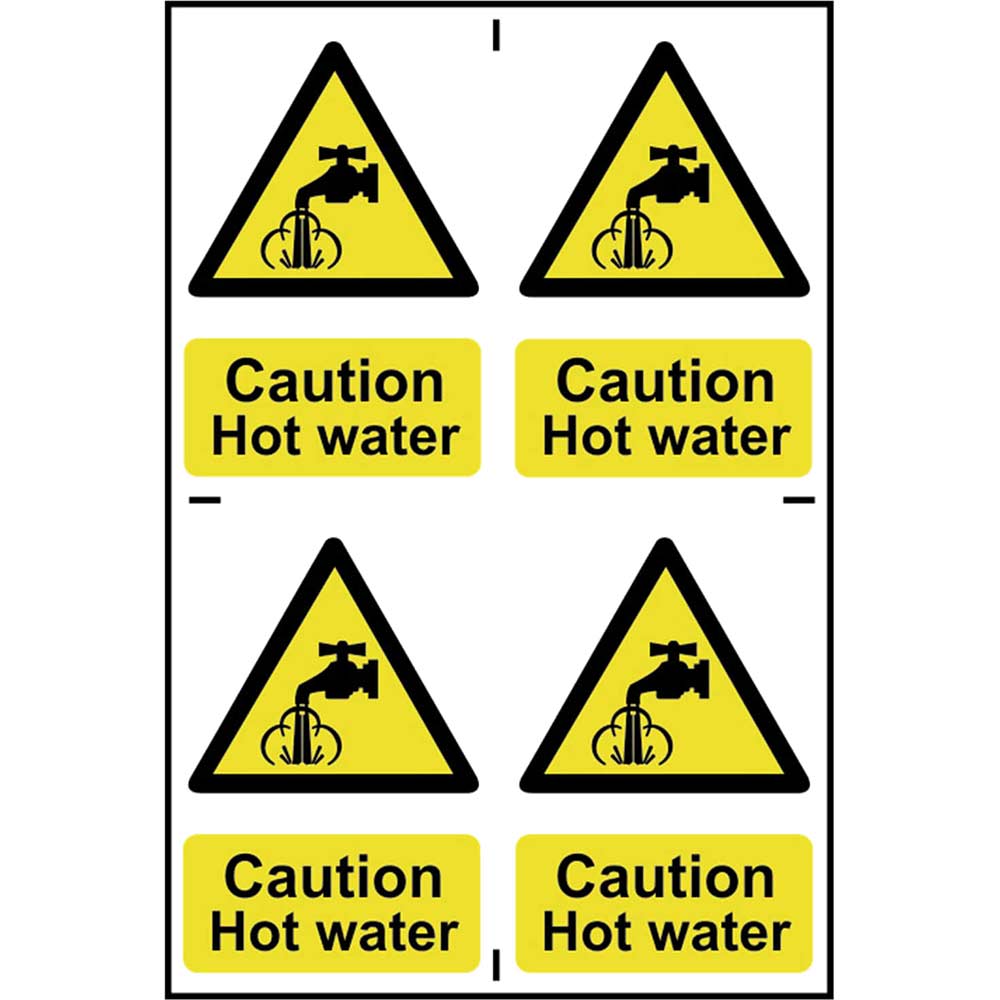 Scan 200 x 300mm PVC Sign - Caution Hot Water