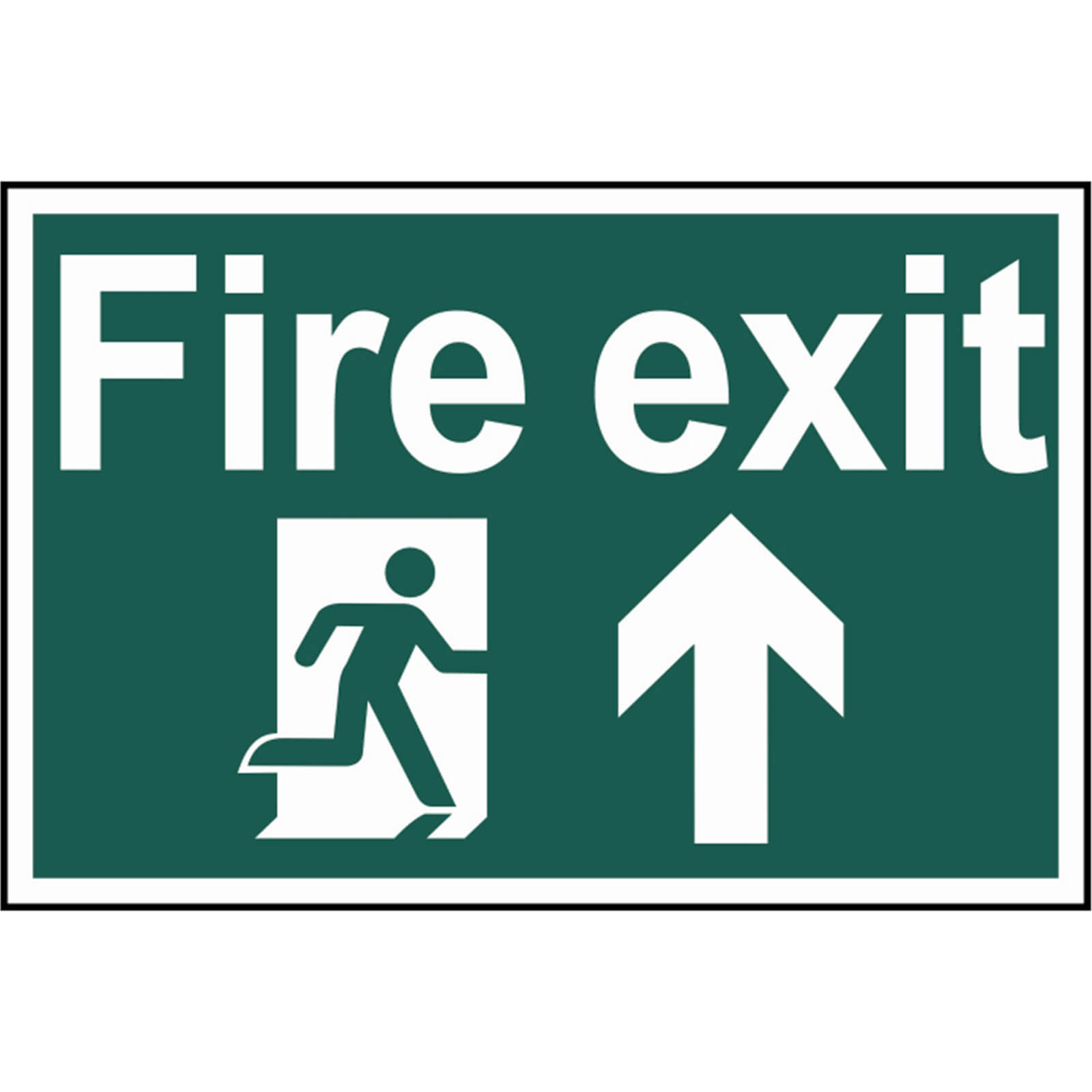Scan 300 x 200mm PVC Sign - Fire Exit Running Man Arrow Up