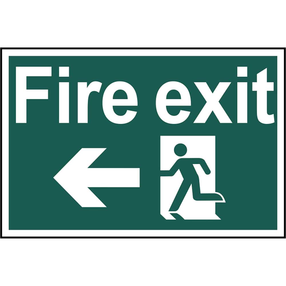 Image of Scan 300 x 200mm PVC Sign - Fire Exit Running Man Arrow Left