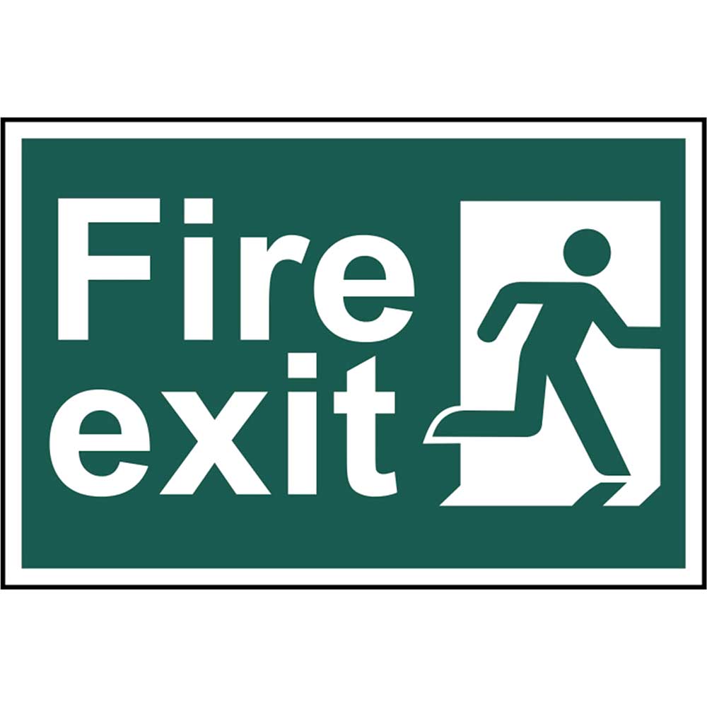 Image of Scan 300 x 200mm PVC Sign - Fire Exit Man Running Right