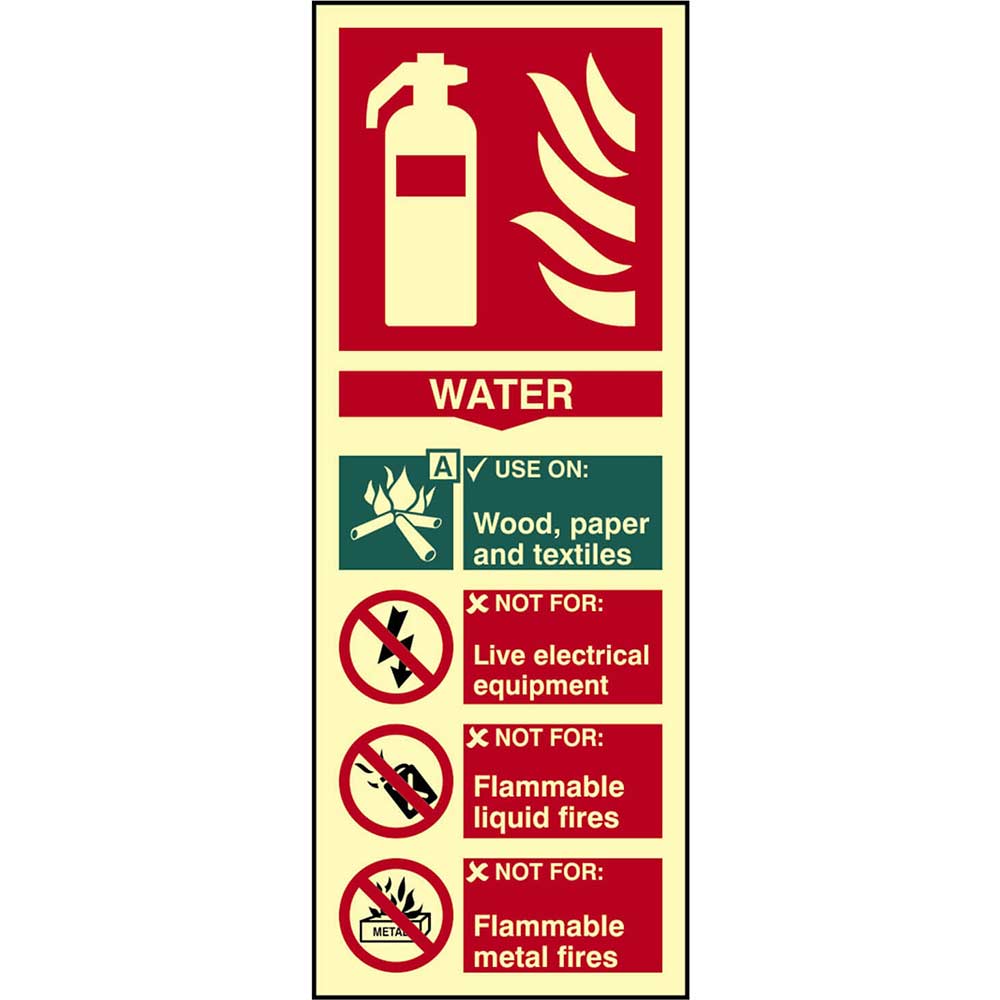 Image of Scan 75 x 200mm Photoluminescent Sign - Fire Extinguisher Water