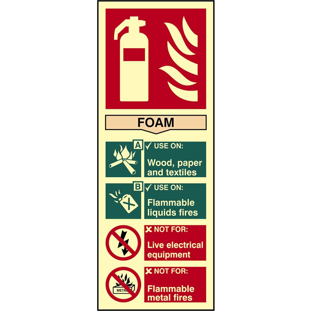 Image of Scan 75 x 200mm Photoluminescent Sign - Fire Extinguisher Foam