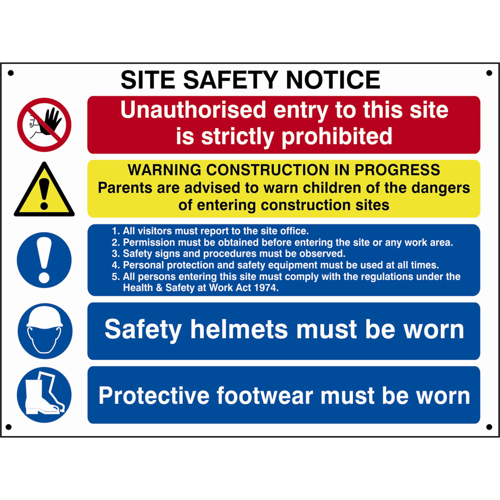 Scan 800 x 600mm PVC Board - Composite Site Safety Notice