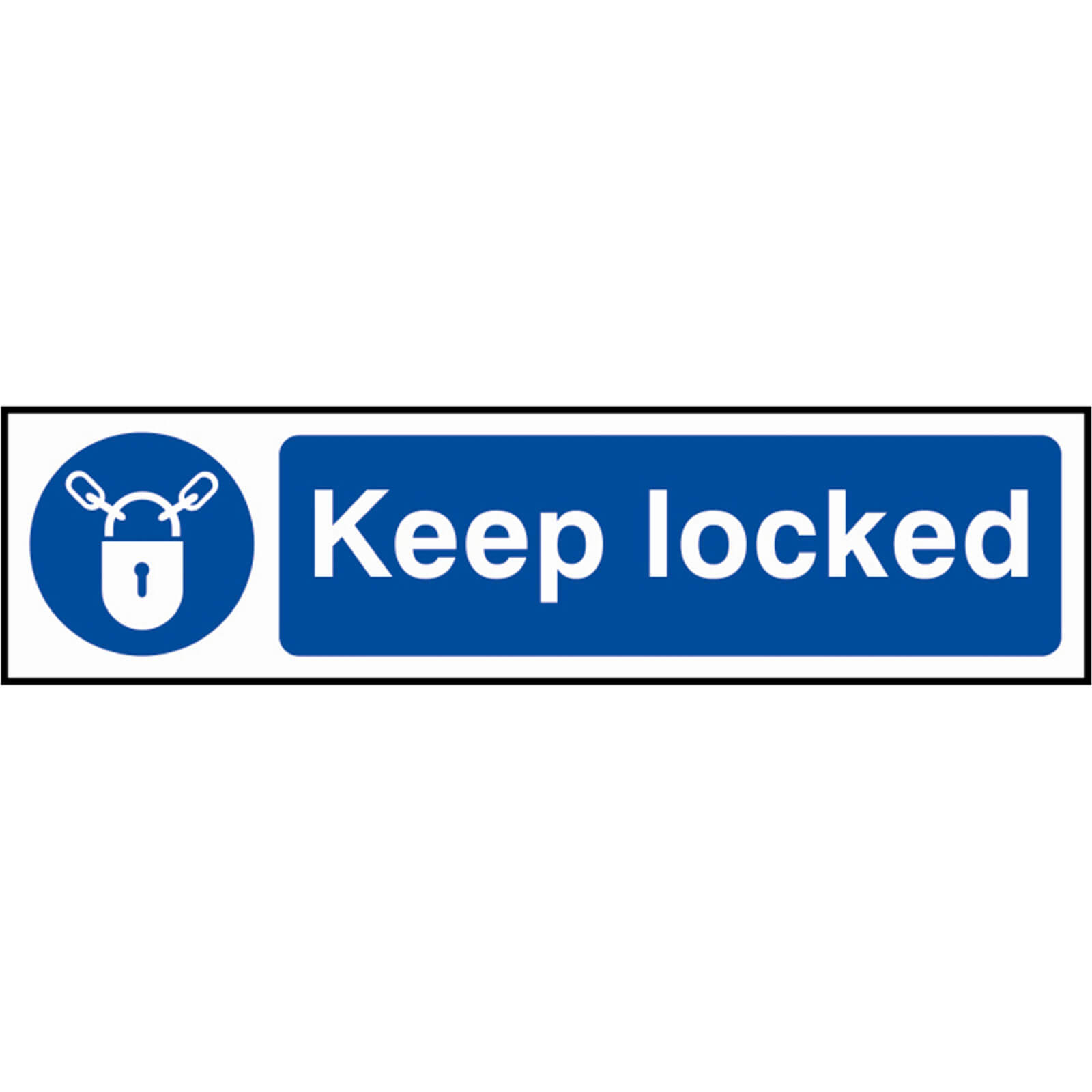 Scan 200 x 50mm PVC Sign - Keep Locked