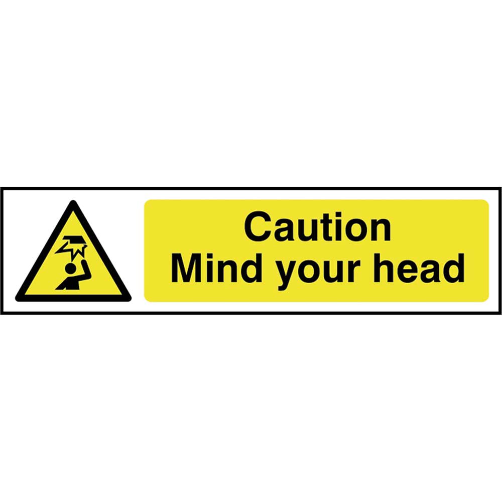 Scan 200 x 50mm PVC Sign - Caution Mind Your Head