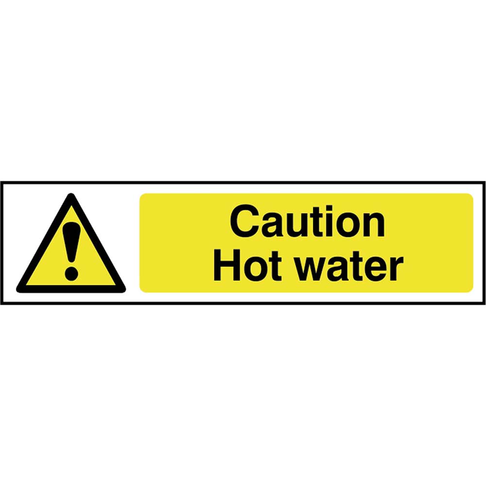 Image of Scan 200 x 50mm PVC Sign - Caution Hot Water