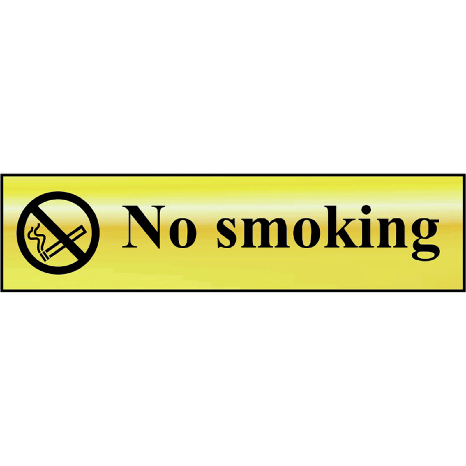 Scan 200 x 50mm Polished Brass Effect Sign - No Smoking