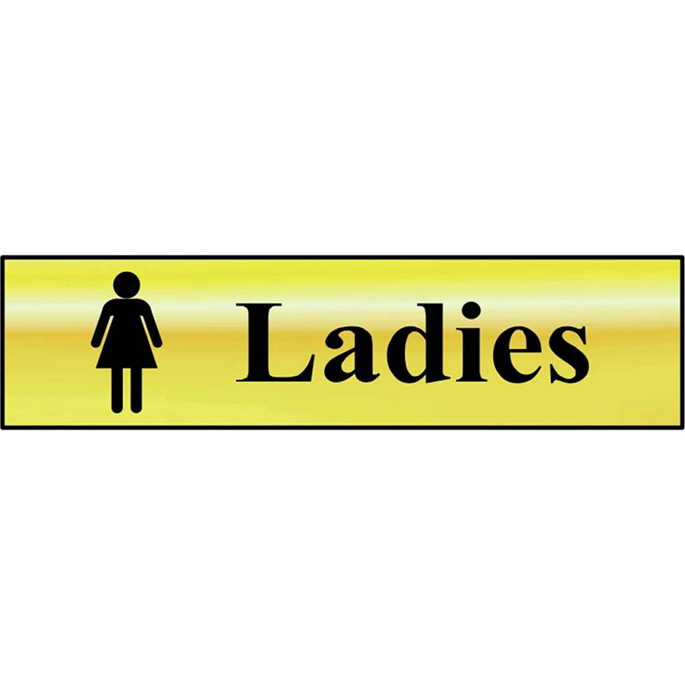 Scan 200 x 50mm Polished Brass Effect Sign - Ladies